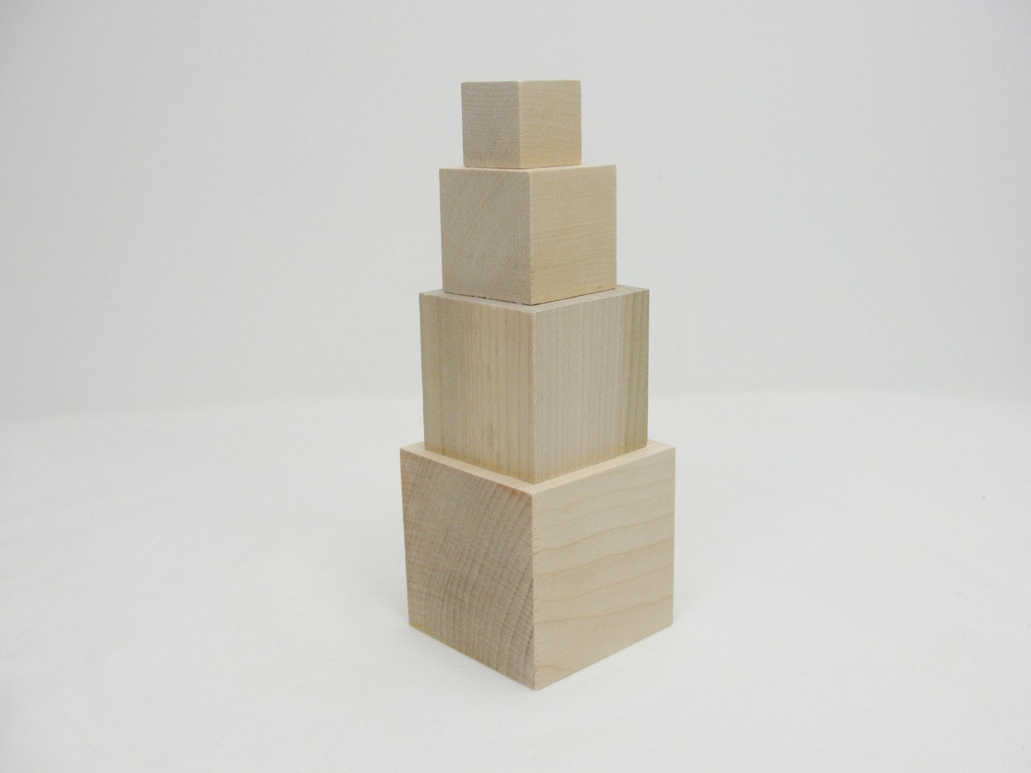 Stacking blocks set of 4 blocks wood cube unfinished wood