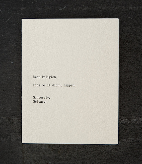 dear religion. letterpress card
