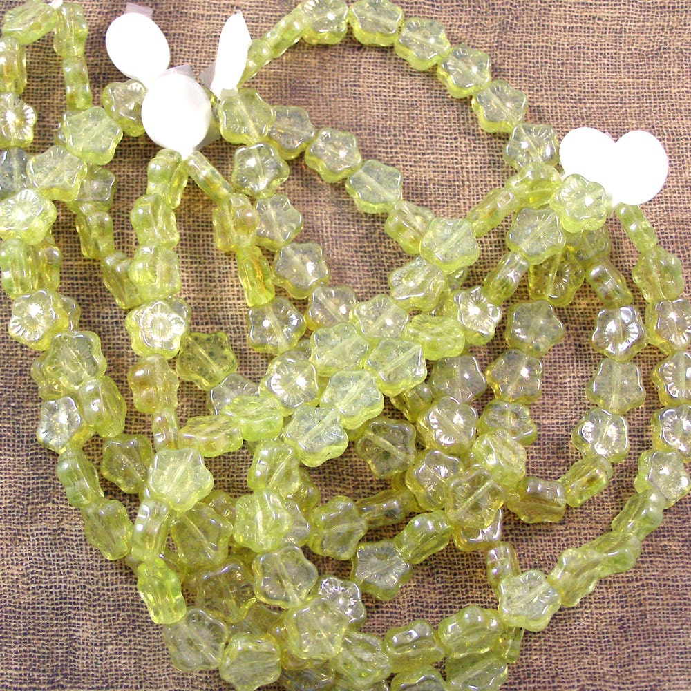 Yellow 10mm Flower Glass Beads 60 off qty 75 by XOSupplies