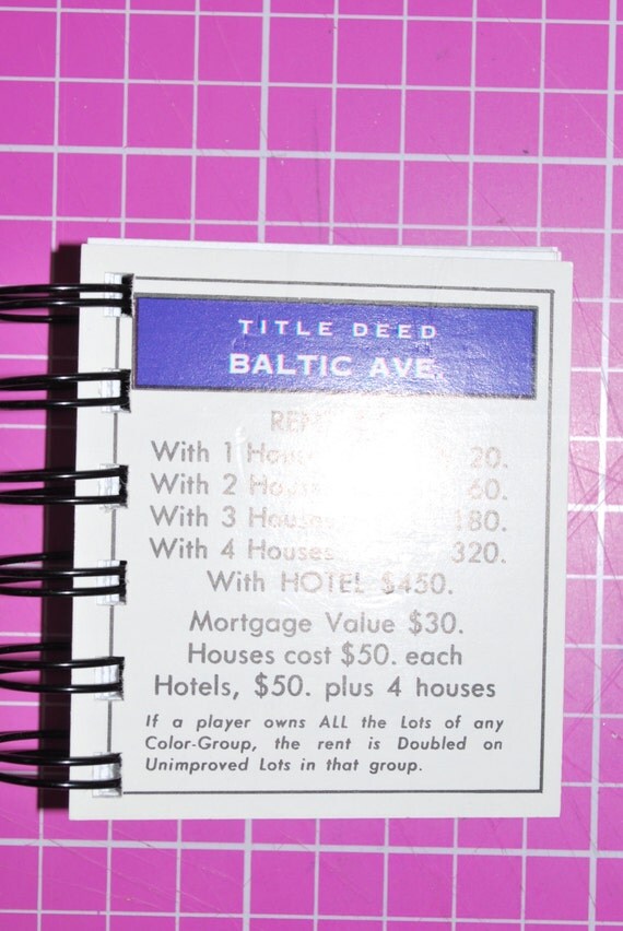 Baltic Ave Monopoly Notebook