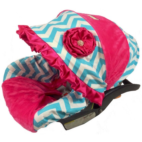 Turquoise Chevron infant car seat cover baby by ...