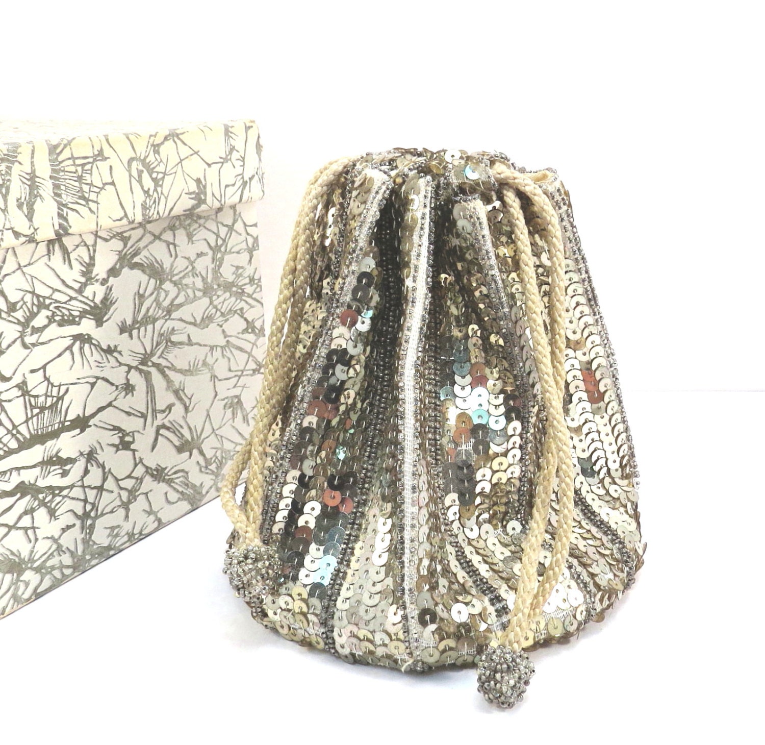 silver sequin evening bag