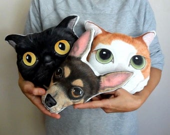 Custom Pet Portrait Pillow Plush, Personalized gift for pet lovers, cat pillow, dog pillow