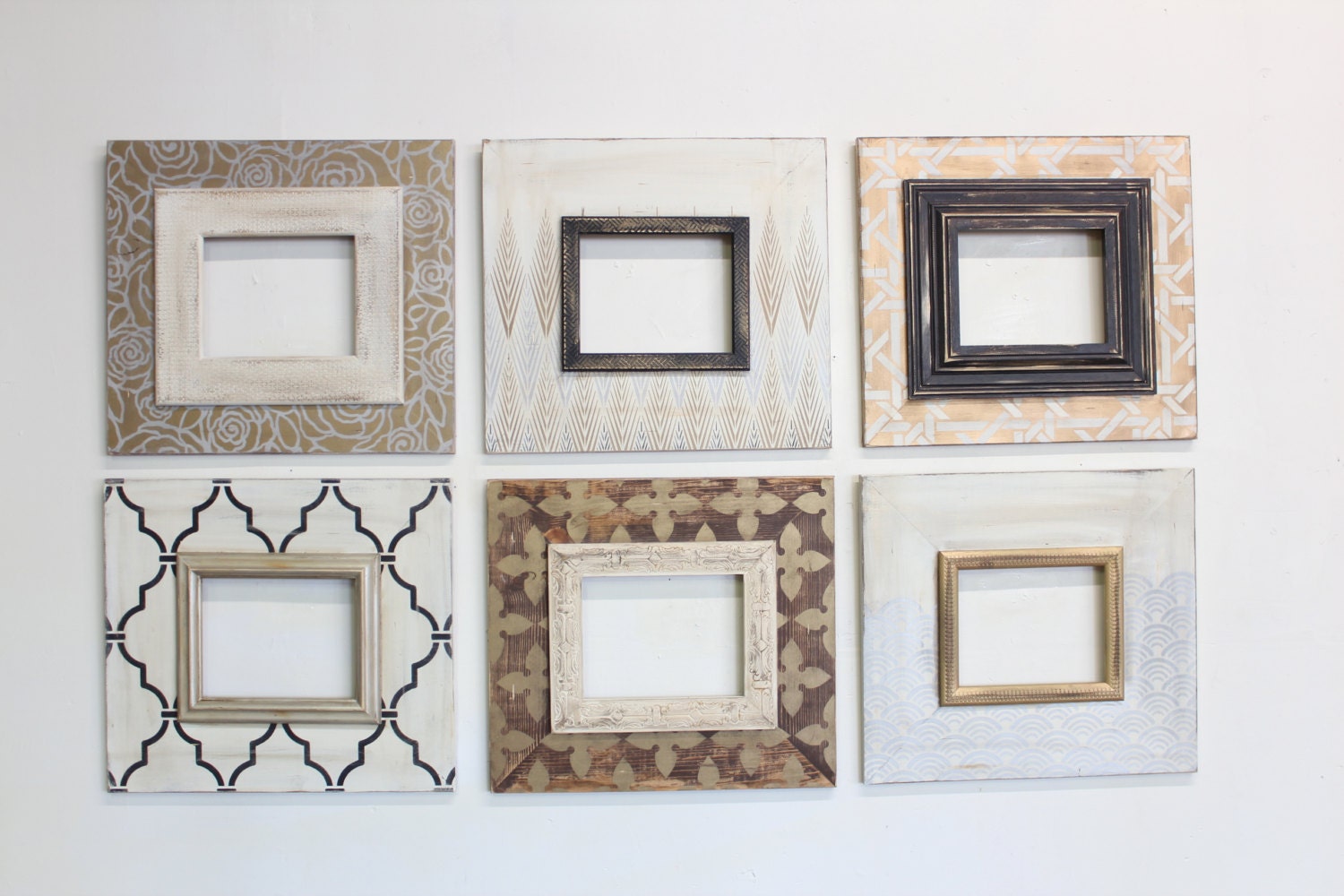 Set of 6 8x10 Metallic Distressed Mod Gallery Wall Frames
