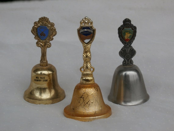 3 Vintage Metal Souvenir Bells Wyoming Royal Gorge and