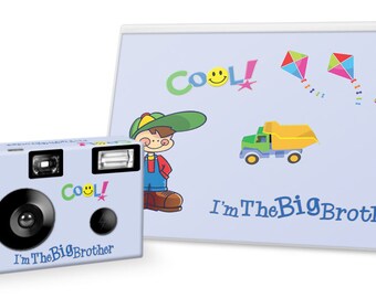 I'm The Big Brother Camera and Photo Album Set -- in BLUE -- single use camera with 24 exposures, color film and flash - Big Brother Gift