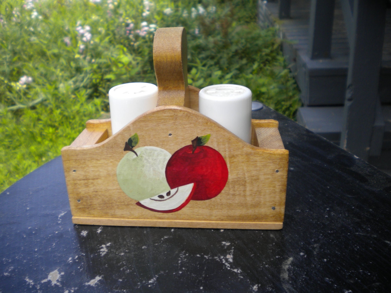 Apple kitchen table set napkin holder toothpick holder. salt