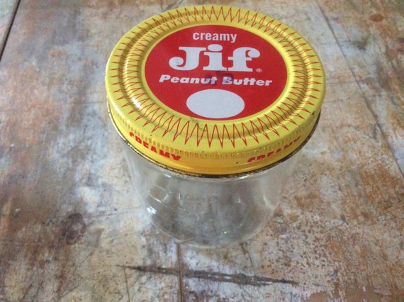 vintage Jif creamy peanut butter jar with lid by rustandmoth