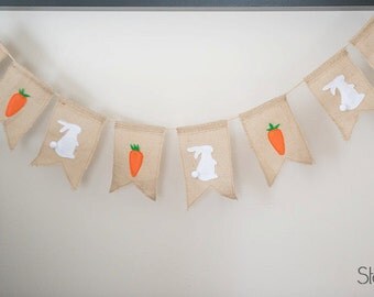 Easter Banner, Easter Decor, Easter Bunny Garland, Burlap Bunting, Rustic Easter, Photo Prop, Burlap Garland, Bunny Banner