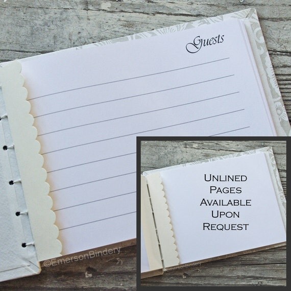 Wedding Guest Book French Damask in Ivory No 2 Select a