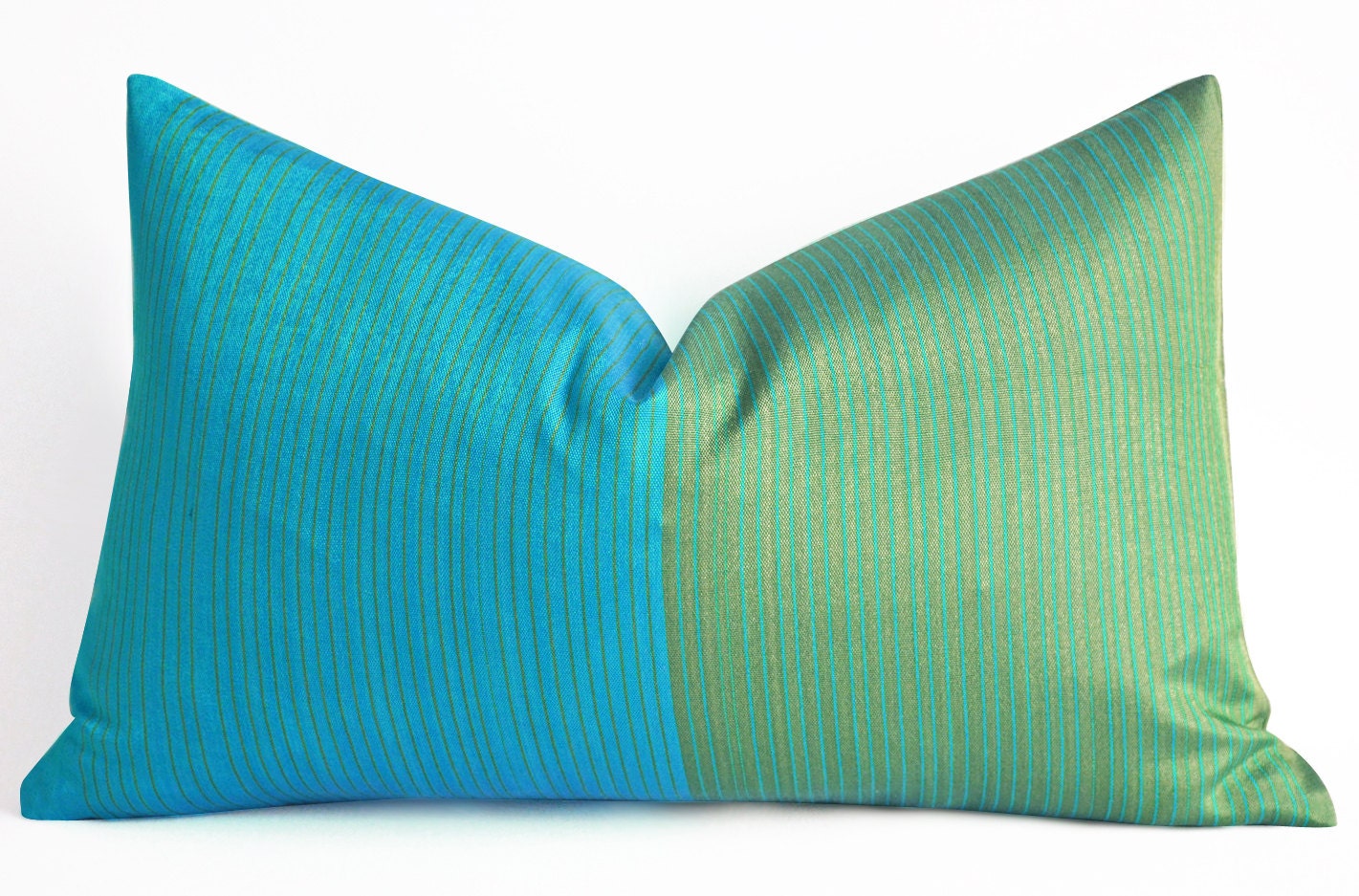 NEW silk pillow handwoven lumbar throw pillow blue by sukan