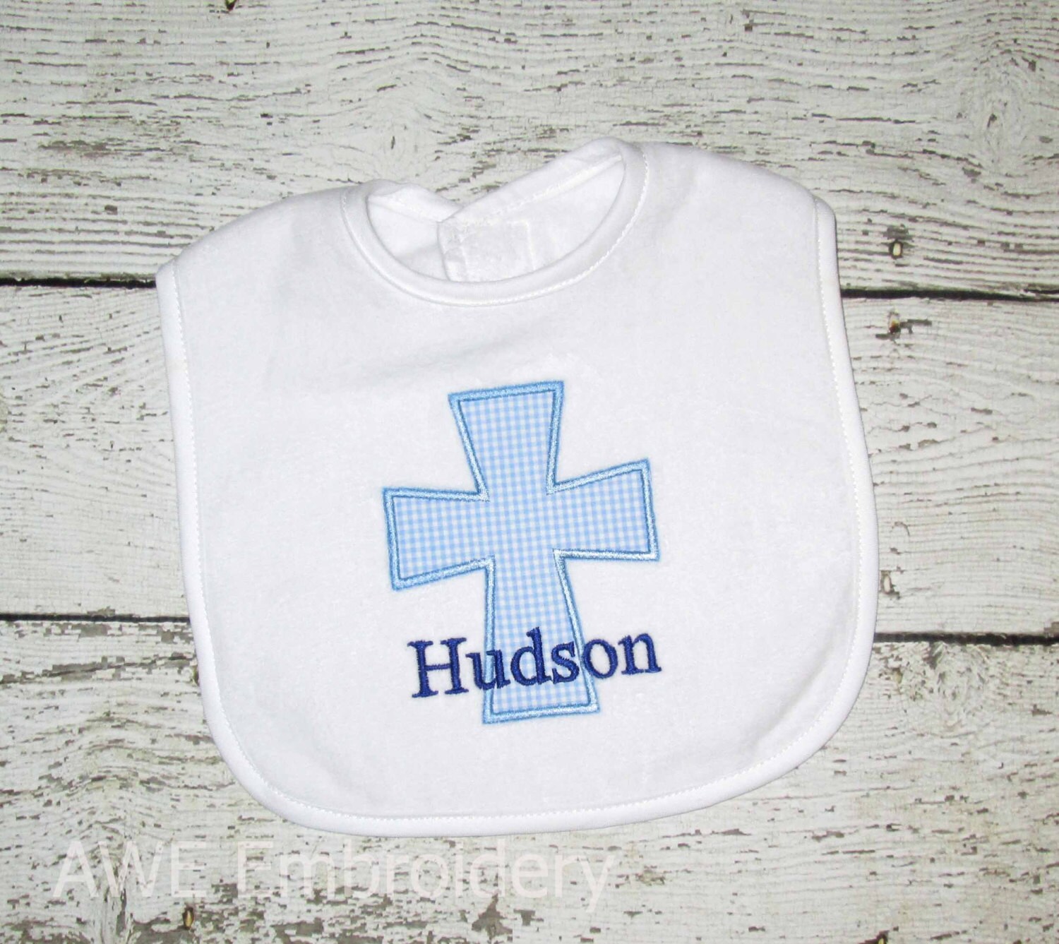 Monogrammed Cross Bib For Baby Boy Personalized By Aweembroidery