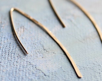 Gold Line Earrings - minimalist jewelry, thin gold earrings, minimalist gold earring, thin open hoop earrings, gold earrings