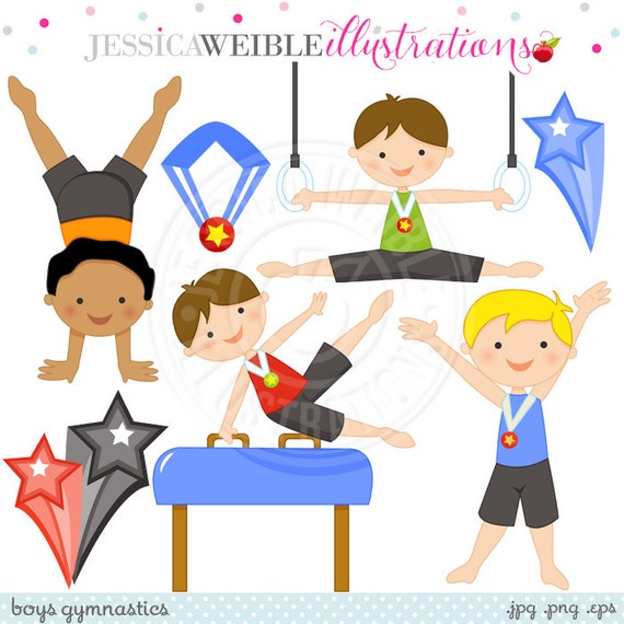 Download Boys Gymnastics Cute Digital Clipart by JWIllustrations on ...