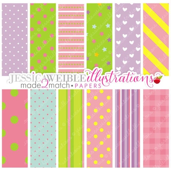 Birthday Girl Cute Digital Papers for Card Design, Scrapbooking, and ...