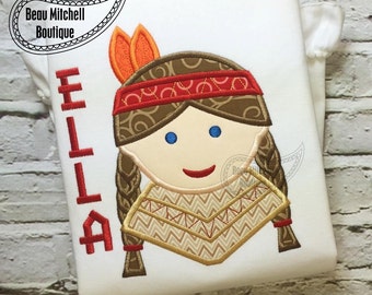Indian girl applique embroidery design