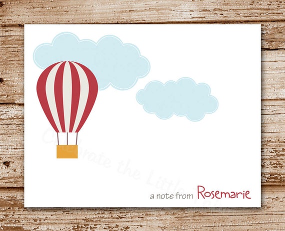Set of 8 Hot Air Balloon Note Cards - Notecards - Stationery - Thank You Cards - Balloon Ride - Blank Cards - Personalized Il_570xn