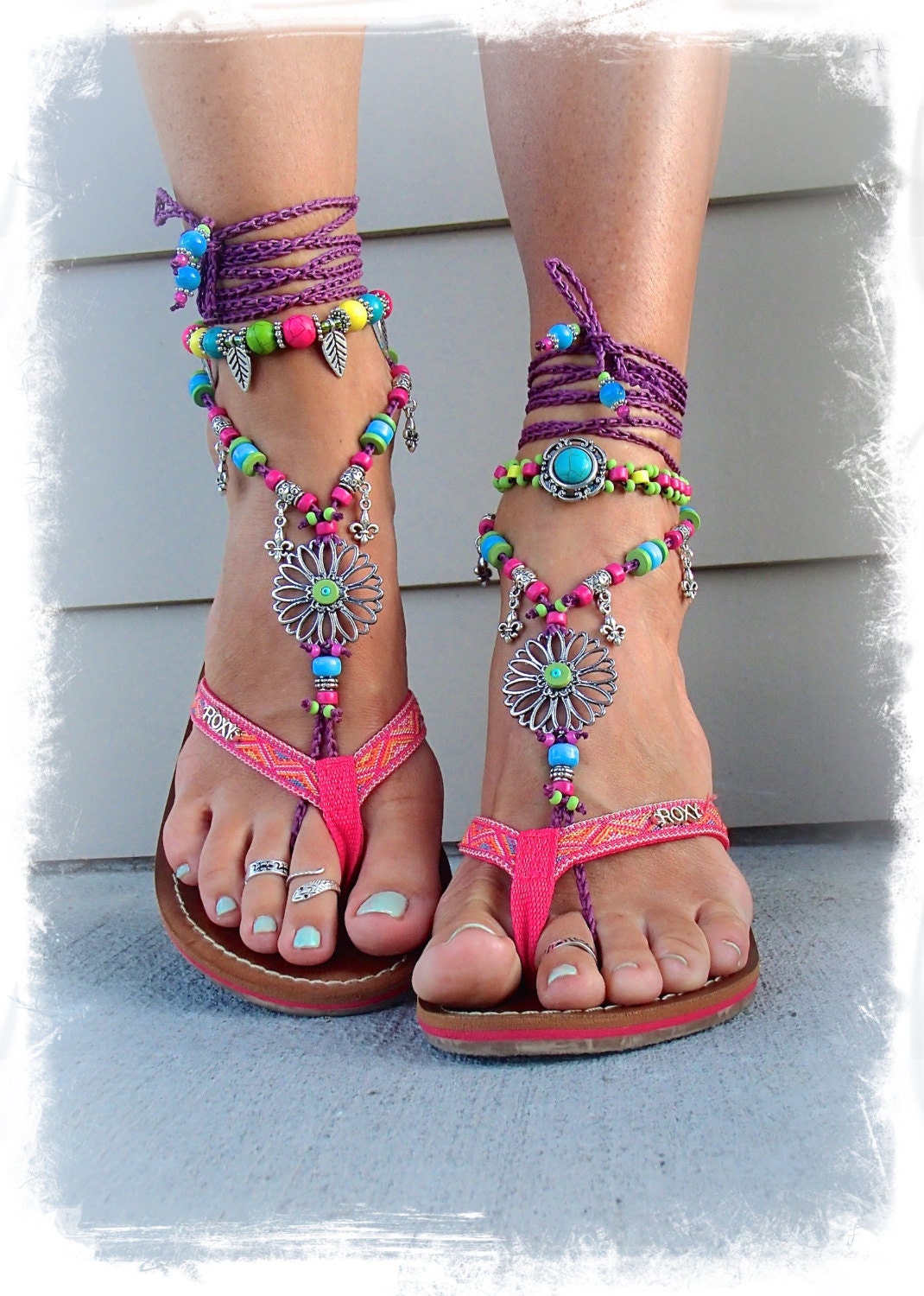 SUNFLOWER Barefoot Sandals Hippie FESTIVAL sandals Flower Toe SUNFLOWER Barefoot Sandals Hippie FESTIVAL sandals Flower Toe