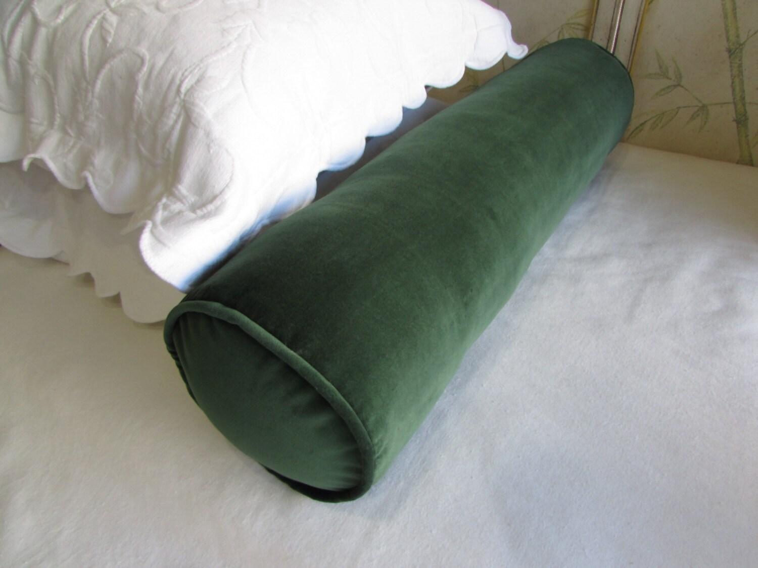 VELVET FOREST GREEN Daybed size 8x30 bolster pillow