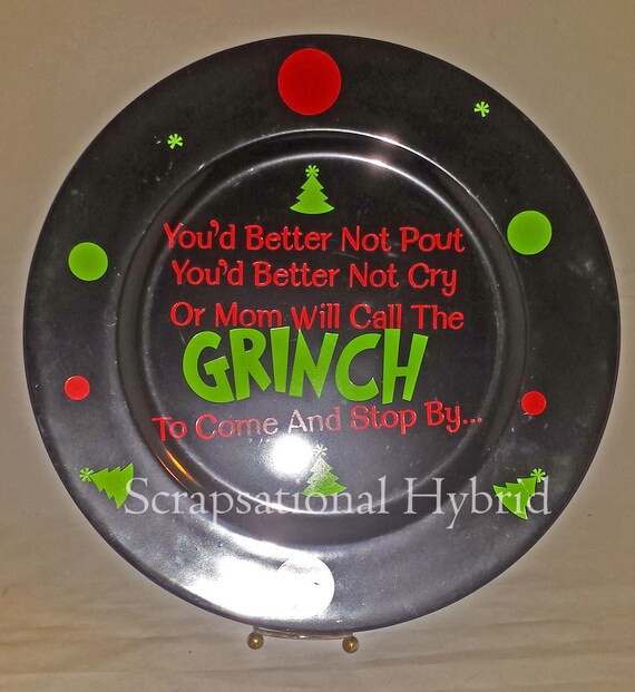 Grinch Charger Plate Holiday Christmas Decor Black