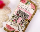 Samsung Galaxy s8 iPhone 7 Plus iPhone 7 Wallet Card Holder Linen cotton Paris Arc De Triomphe