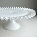 Fenton Silver Crest Milk Glass Cake Stand - Modern Wedding Mid Century Cupcake Dessert Pedestal Plate