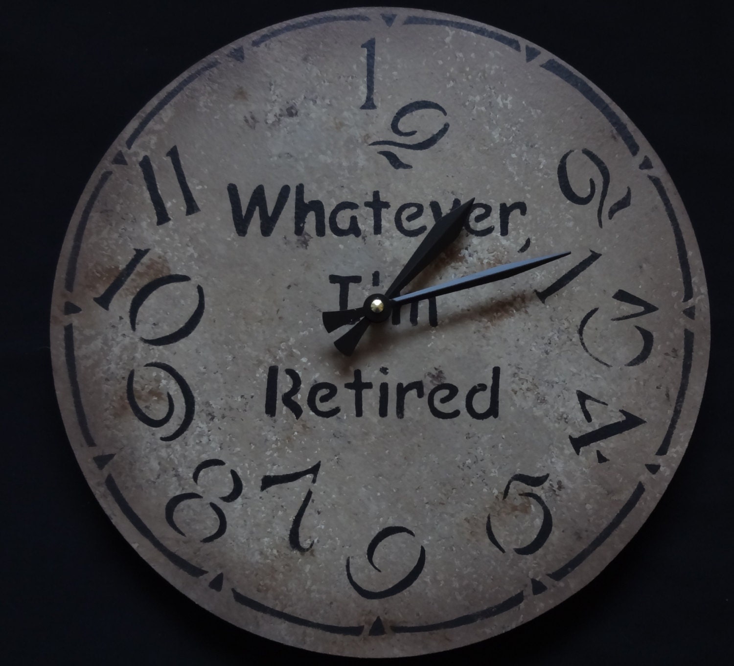 12 inch WHATEVER I'M RETIRED Wall Clock with Jumbled