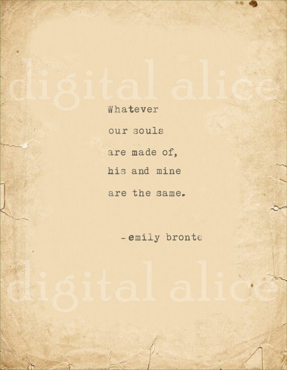  Love  VINTAGE TYPEWRITER PRINT Emily  Bronte  Quote  Wall Art