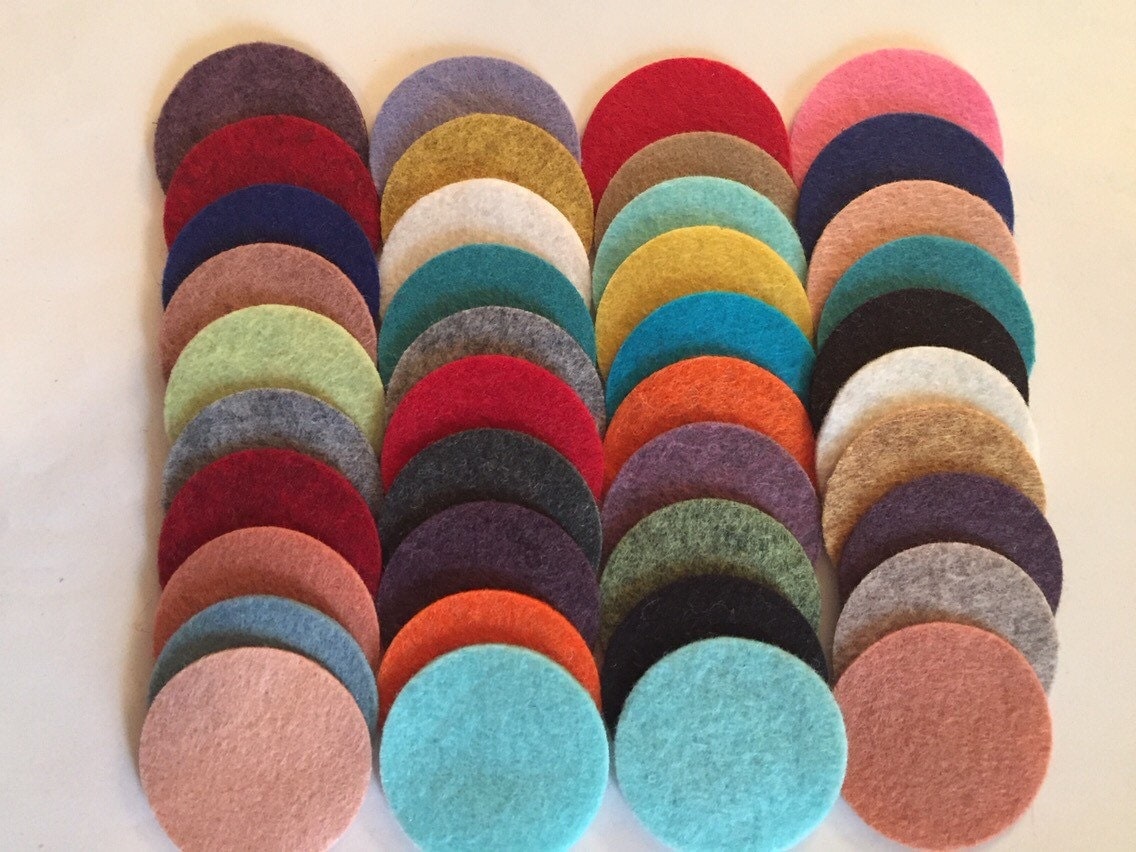 Wool Felt Circles 40 1 1/2 inch Random by WoolFeltGrabBags