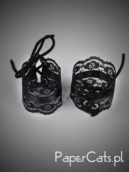 Black lace satin gloves cuffs gothic