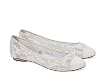 Lace Wedding Shoes - Lace Flats - Lace Bridal Shoes - Ivory Lace Shoes ...