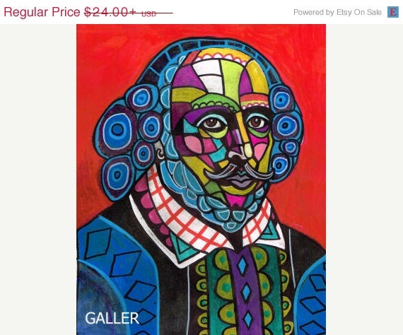 50% OFF - SALE ENDING - Shakespeare Art Poster Print of Painting by Heather Galler Abstract Author Writer Play