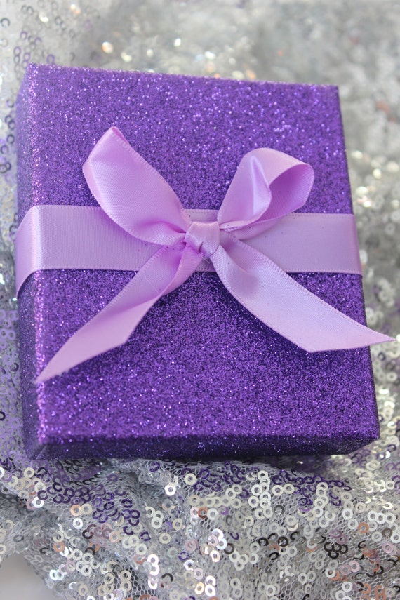 8 GLITTER PURPLE Gift Boxes Gift Card Box With Bow Favors Diy
