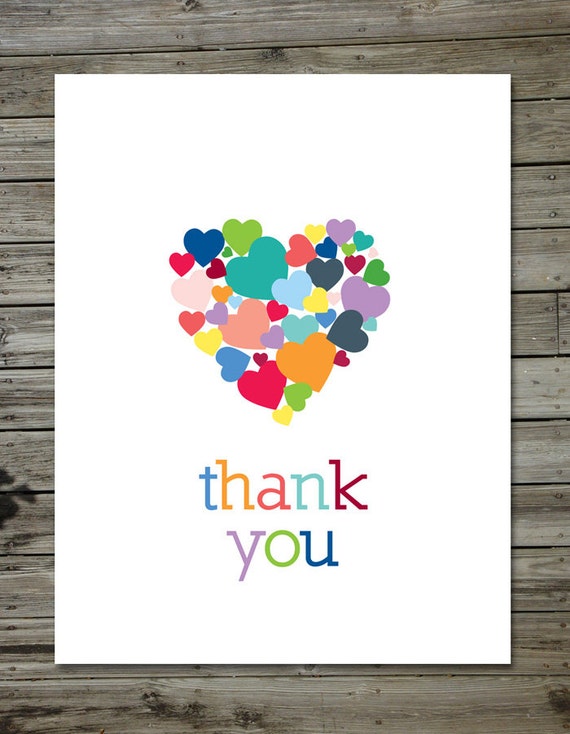 Colorful Hearts Thank You Card 4682