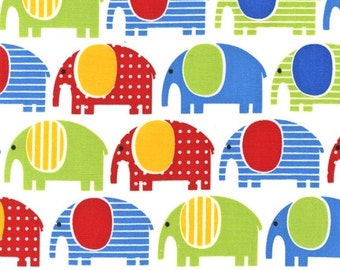 Urban Zoologie Elephants Primary by Ann Kelle for Robert Kaufman, 1/2 yard