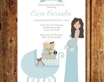 Stroller & Mommy Baby Shower Invitation