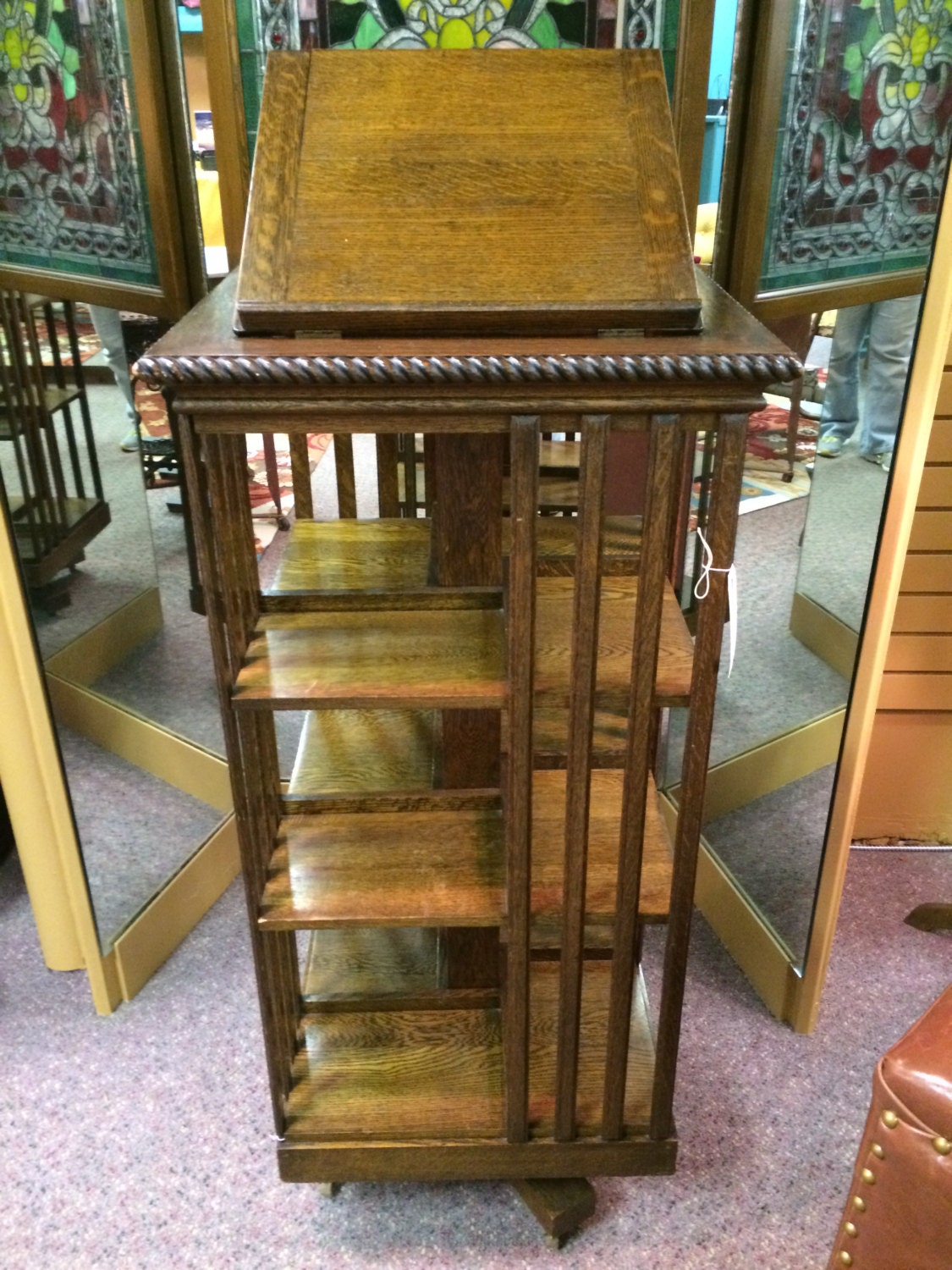Antique Oak Revolving Bookcase Danner