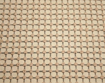 28 x 28 Inches - Cafe Latte Mini Popcorn with Black Check Morgan Jones Vintage Chenille Bedspread Fabric Piece