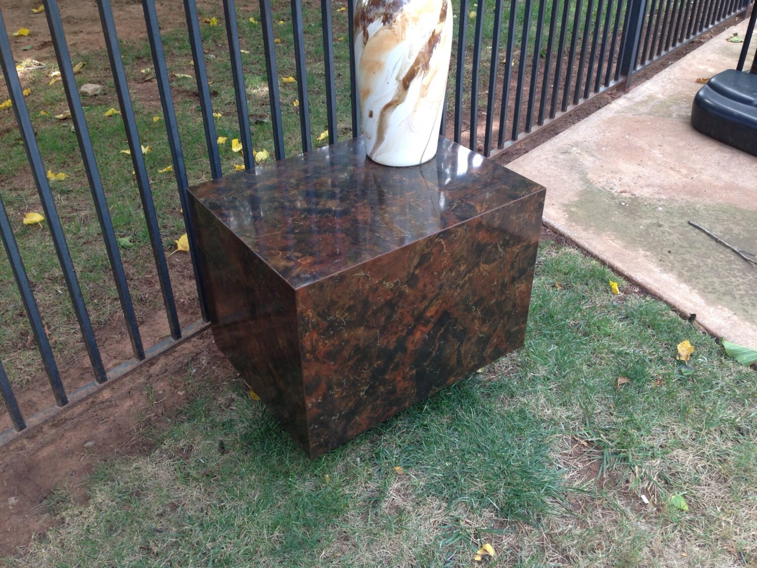 Cube Side Table Laminate Faux Stone Granite Modern Vintage Milo – Haute ...