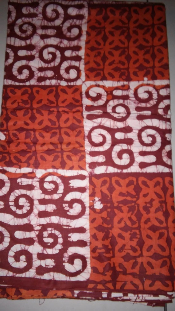 Red Orange African batik fabric by the yard / by tambocollection