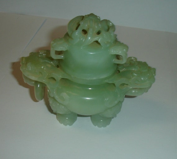 Antique Qing Chinese Celadon Jadeite Hand Carved by joolaholic