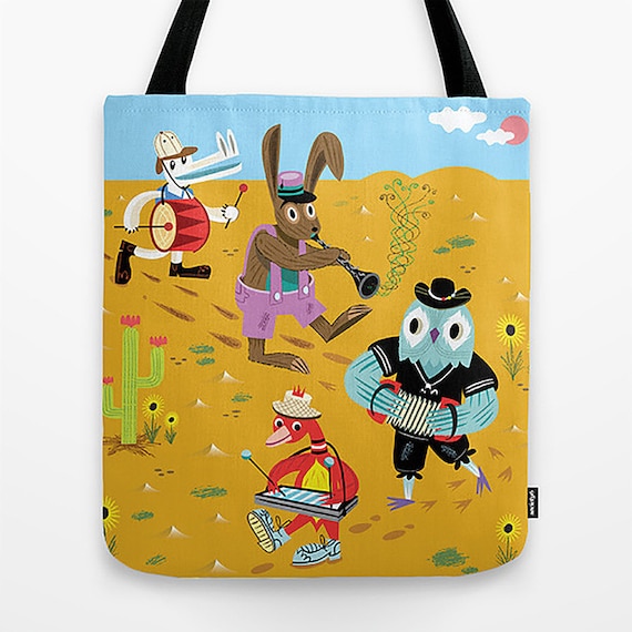 The Animal Jamboree - Tote Bag - Book Bag - Record bag - 16" x 16"