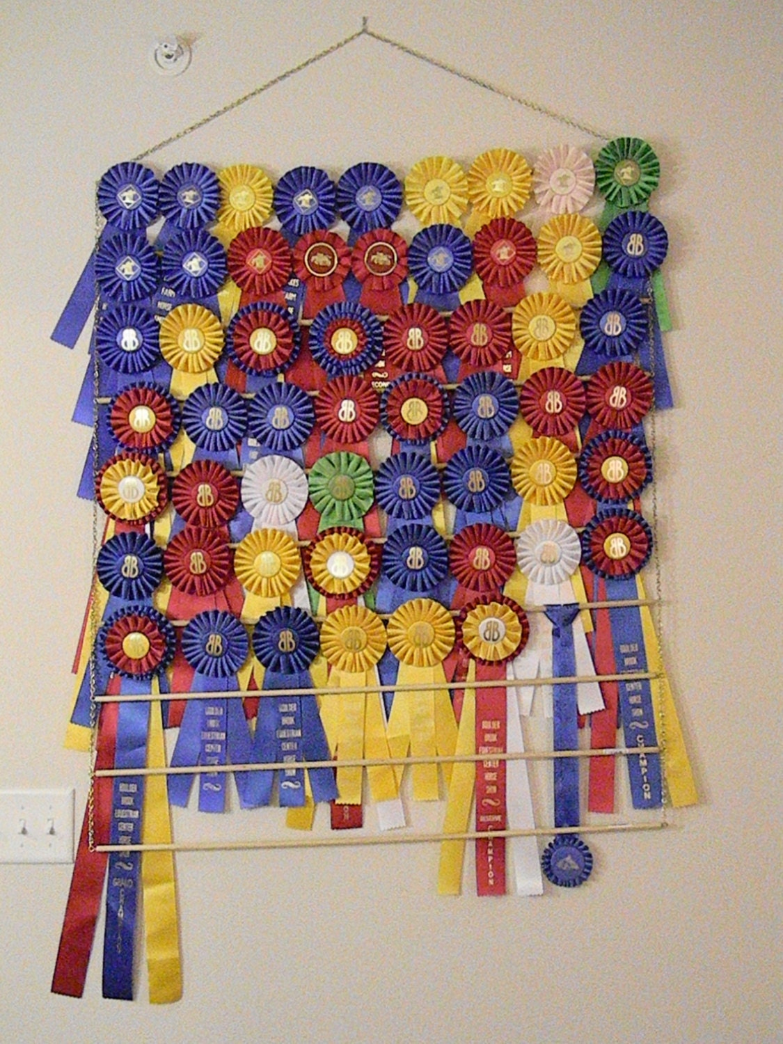 Custom Equestrian Hanging Ribbon Rack 9 ROWS holds up to