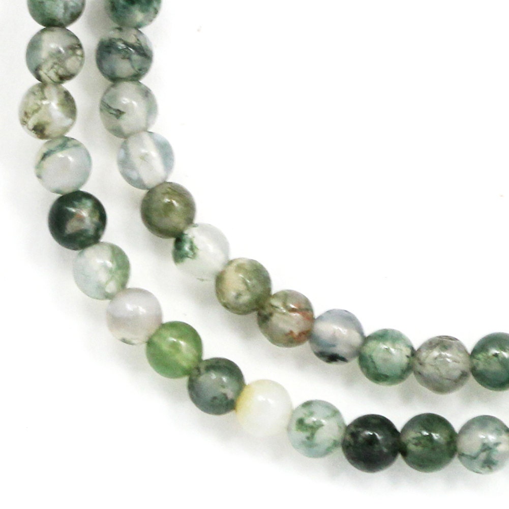 Green Moss Agate Beads 4mm Round