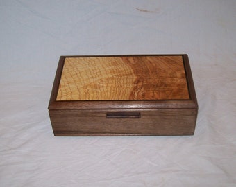 Dynamite Walnut Box with Ash inlayed top a keepsake box 10"x5 1/2"x3 1/4" Handcrafted