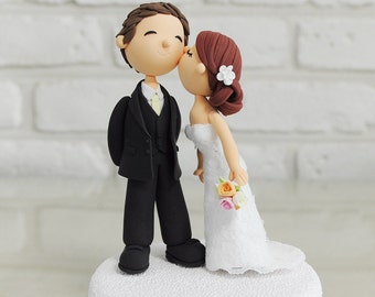 Custom Wedding Cake Topper -Kiss him on the cheek-