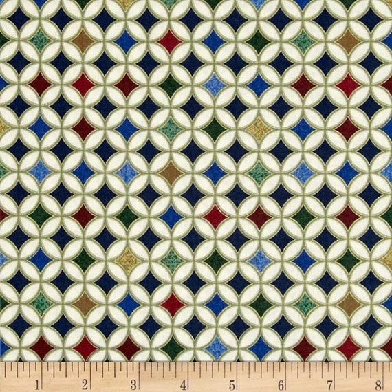 Items similar to Geometric Diamond Holiday Fabric on Etsy