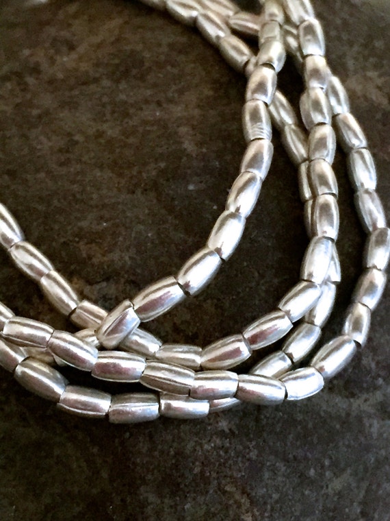 Fine Silver Beads Oval Oblong Seed Beads 4mm Plain Spacer