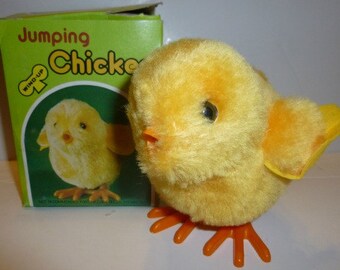 Jumping Chicken Vintage Wind Up Toy, 1986