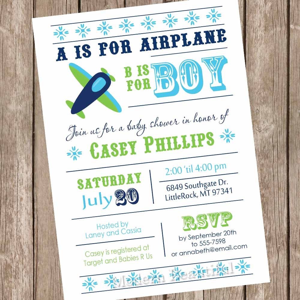 Free Printable Airplane Baby Shower Invitations 9